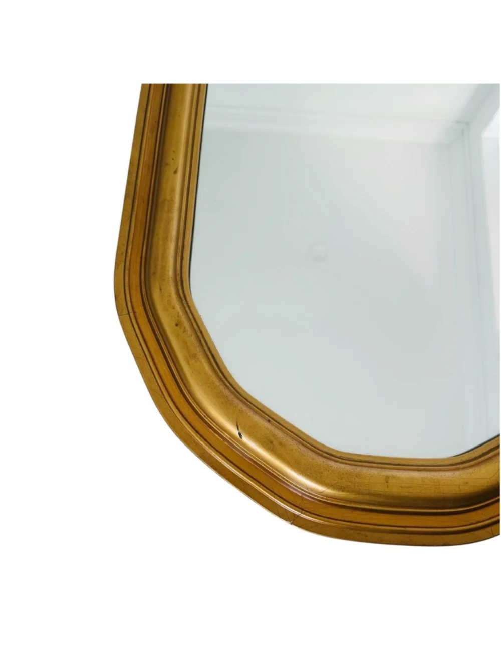 Vintage Gold Gilt Wood Octagonal Wall Mirror Ornate Baroque Hollywood Regency